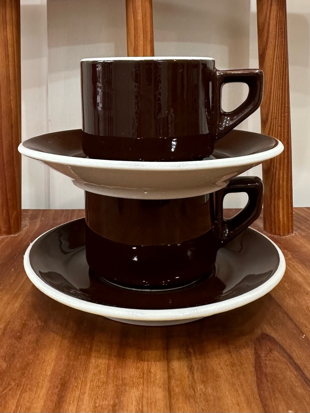 Set of 2 Vintage ACF Italy Brown Cappuccino/Espresso Cup & Saucer 
Coffee Cup